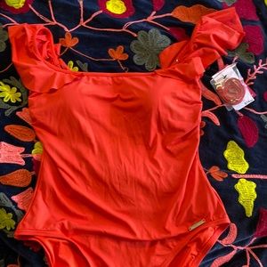 vince camuto size 10 red one piece swimsuit